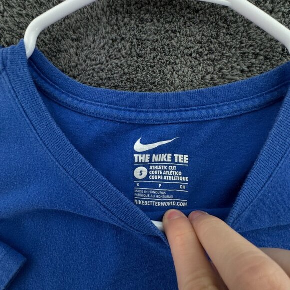 Nike Small Athletic Cut Blue Short Sleeve T Shirt Cotton Pullover Adult W/ Logo - Picture 7 of 13